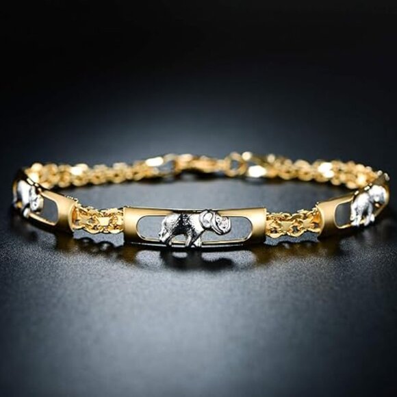 Neiman Marcus 18K Gold Plated Multicolor Elephant Bracelet - Picture 2 of 4